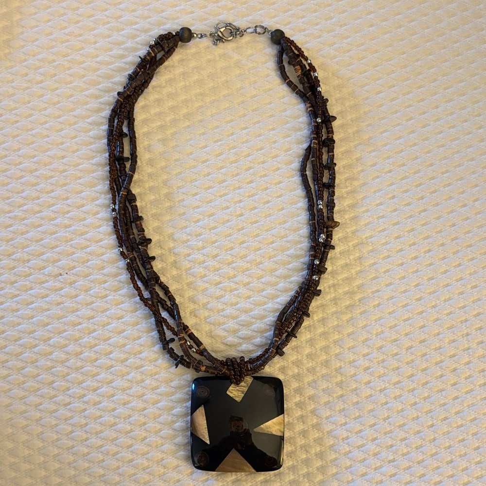 Brown and Black Beaded Necklace